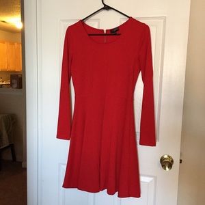 Long sleeve petite red dress